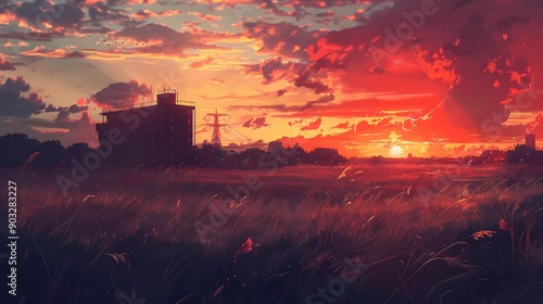 Sunset over the horizon