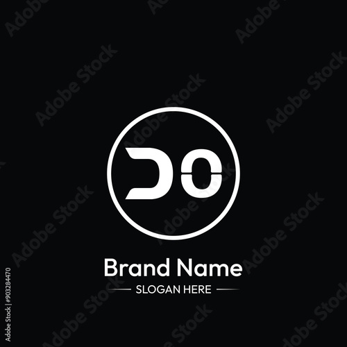 DO Letter Logo Design. Black Background.