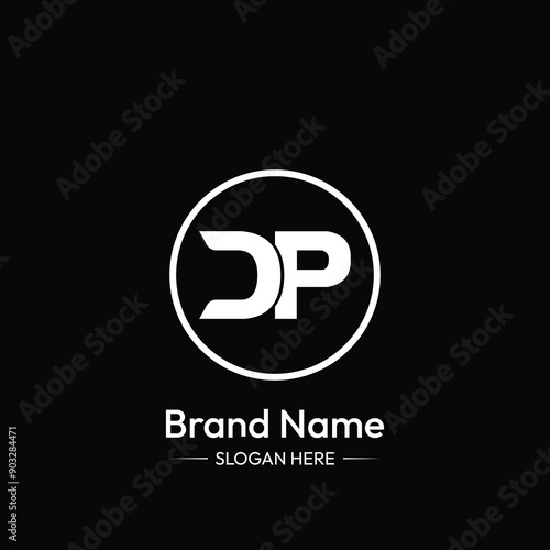 DP Letter Logo Design. Black Background.