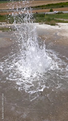 Wallpaper Mural Geyser Siva Brada Slovakia, from which healing mineral water springs on a travertine base. It is located in Spišské podhradie and is a popular tourist destination worldwide Torontodigital.ca