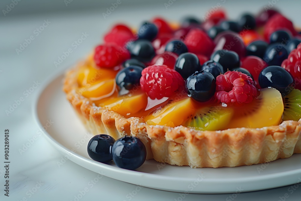 Fruit Tart with Blueberries and Raspberries Fruit Tart with Blueberries and Raspberries