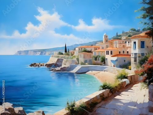 view of the town on beach