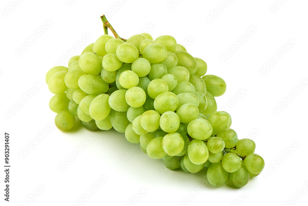 Bunch of ripe green grapes, isolated on white background. Bunch of ripe green grapes, isolated on white background.