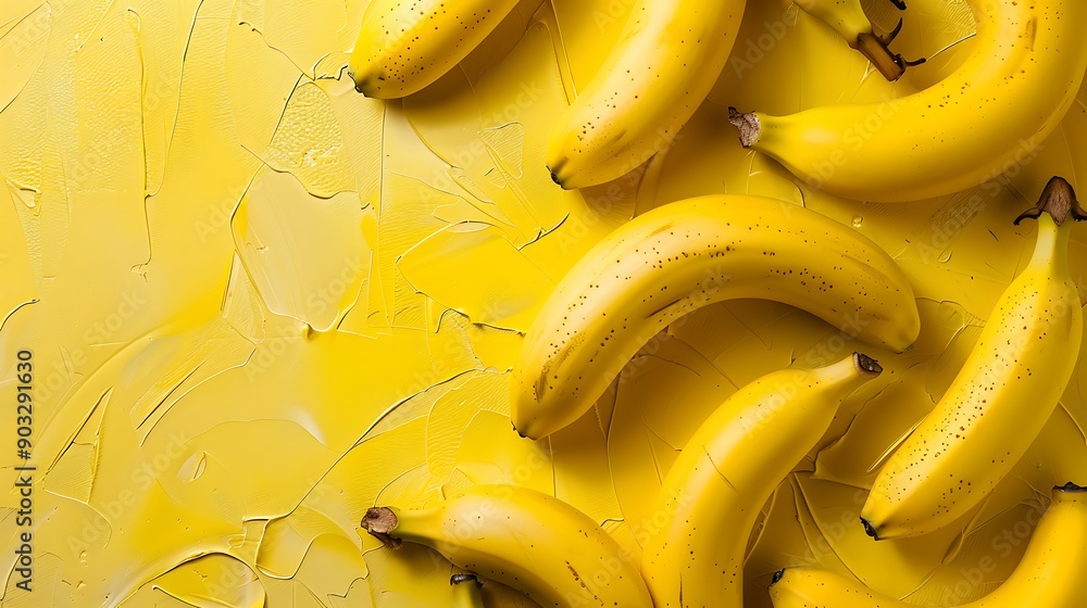 Yellow Bananas on Yellow Background Yellow Bananas on Yellow Background