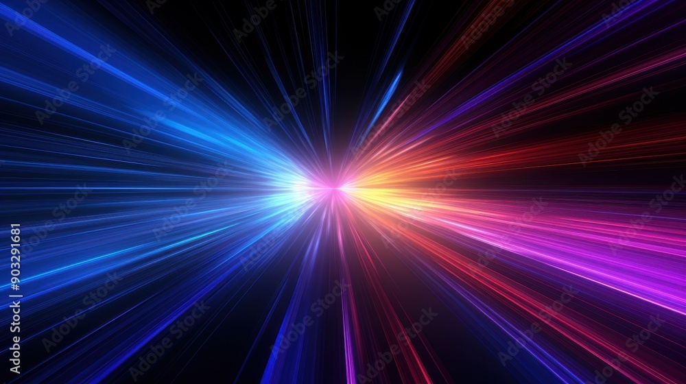 Obraz premium A Mesmerizing Explosion of Colorful Lights Radiating from the Darkness