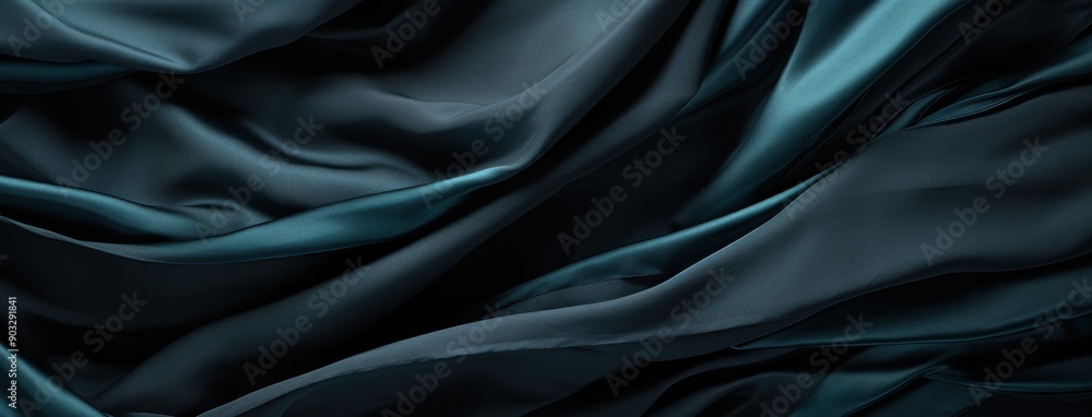Fototapeta premium Gentle Waves of Black Fabric Creating a Sense of Luxury and Sophistication