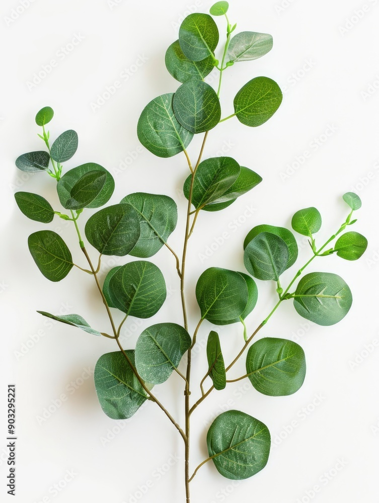 Obraz premium Fresh eucalyptus sprig cut out white background, ai