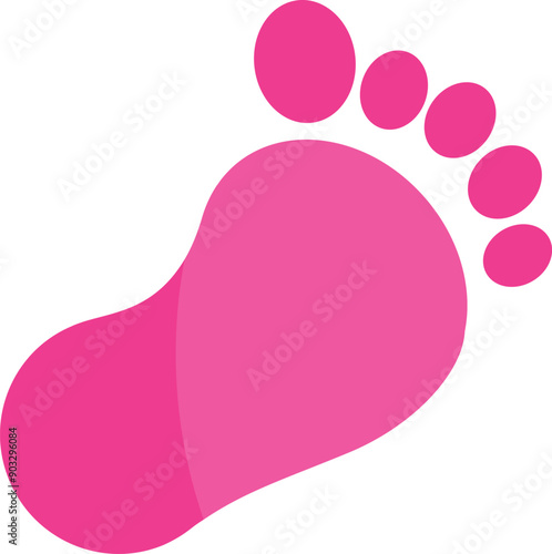 Pink footprint showing walking direction on white background © nsit0108