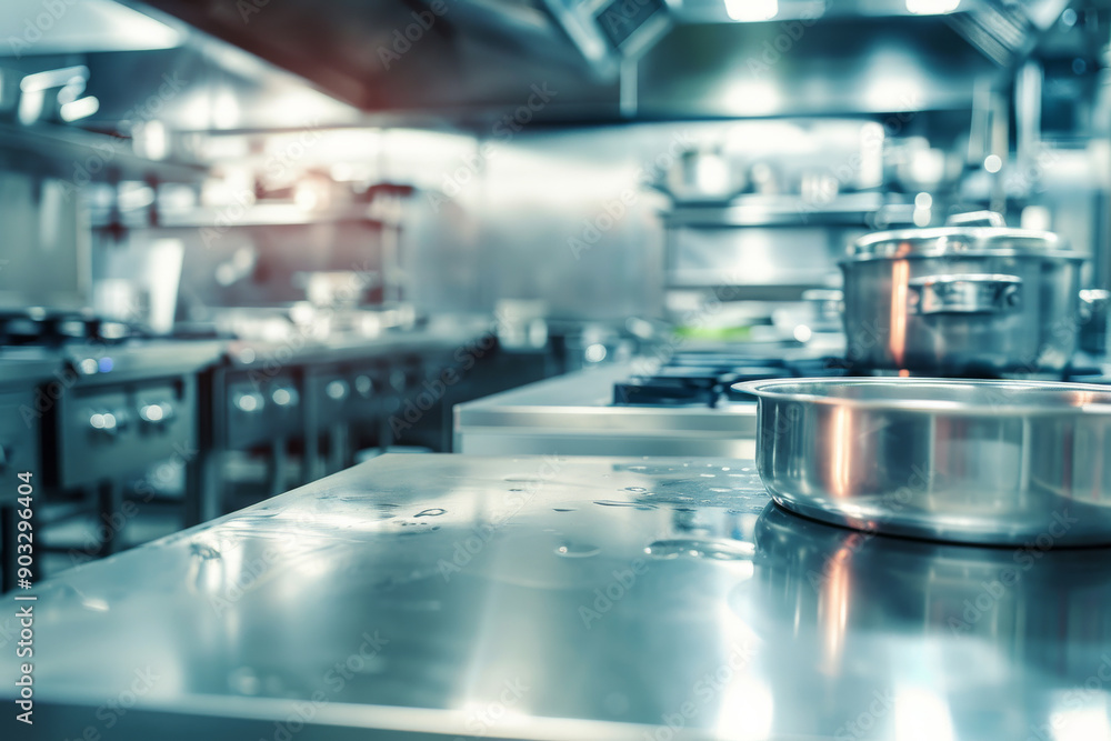 empty commercial kitchen of a restaurant with stainless steel appliances and food processing station, interior of a professional chefs kitchen and five star hotel and michelin star restaurants kitchen empty commercial kitchen of a restaurant with stainless steel appliances and food processing station, interior of a professional chefs kitchen and five star hotel and michelin star restaurants kitchen
