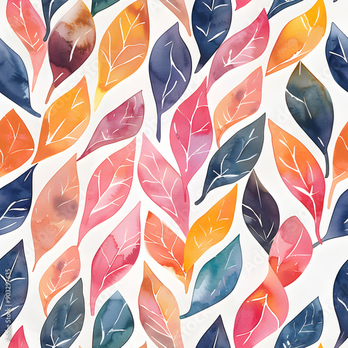 Patterns of Watercolor Leaves Seamless Wallpaper - Image 2 of 4 - 16.8MP - Created by AI photo