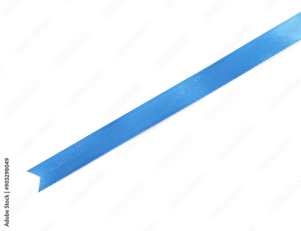 Beautiful light blue ribbon isolated on white, top view Beautiful light blue ribbon isolated on white, top view