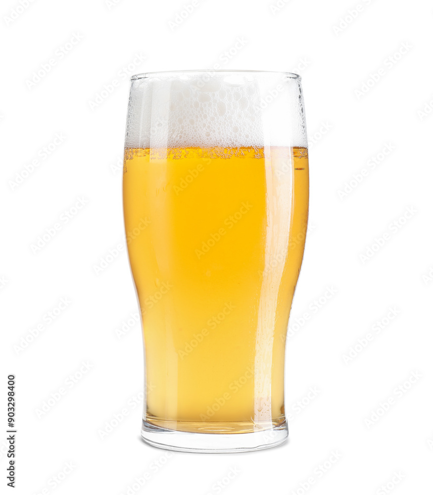 Glass of light beer isolated on white Glass of light beer isolated on white