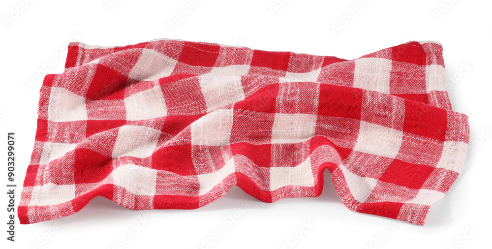 Fototapeta premium Red checkered picnic tablecloth isolated on white
