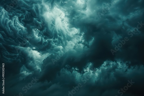 Dramatic Cloudy Evening Sky with Moody Lighting, Wide-Angle View of a Stormy Atmosphere, Dark Clouds and Shadows, Nature Photography © pisan