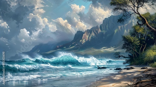 Wave crest in the ocean