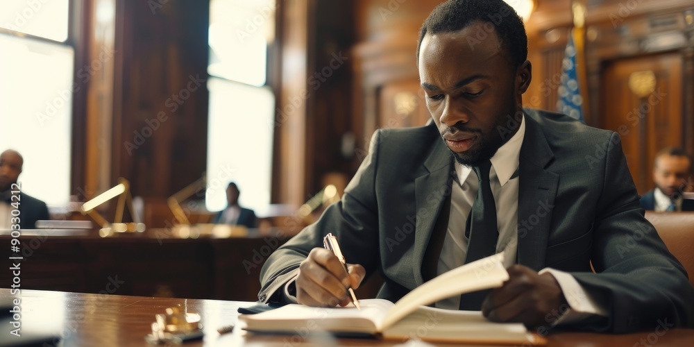 A businessman sits at a desk, focused on his work A businessman sits at a desk, focused on his work