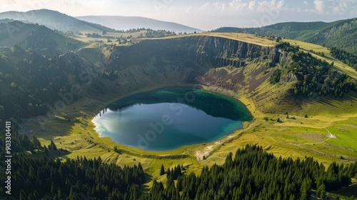 Saint Ana volcanic lake in Tusnad Romania, ai photo