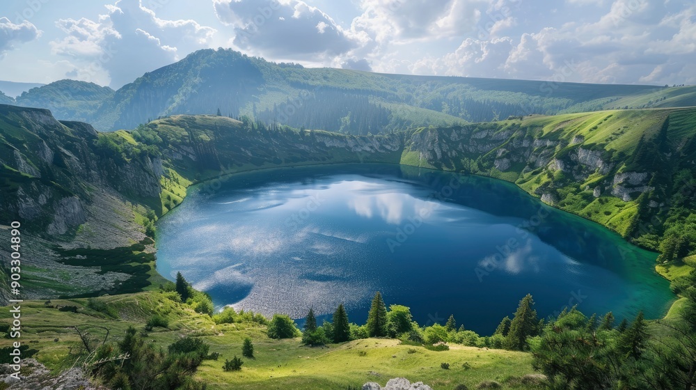 Fototapeta premium Saint Ana volcanic lake in Tusnad Romania, ai