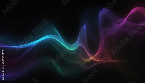 Wallpaper Mural wave of colored lines on a black background, abstract smoke neon, abstract rippling background banner created with generative ai Torontodigital.ca