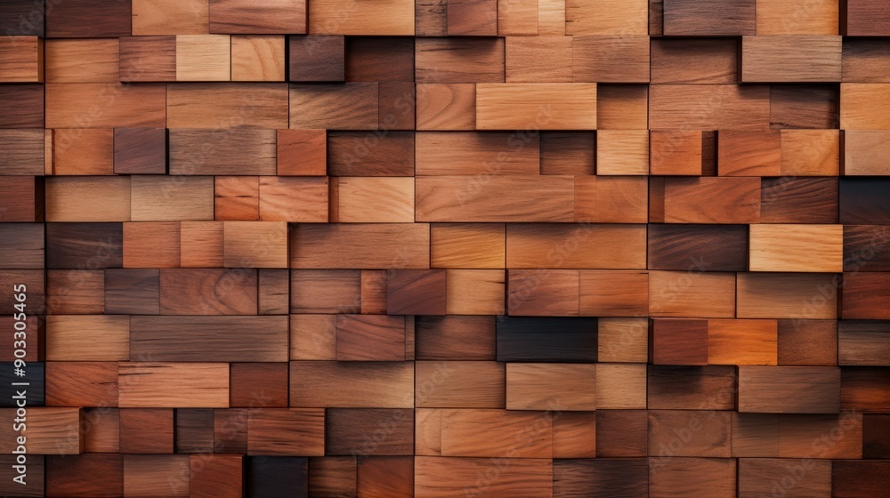 Intricate Wooden Block Wall Creating a Warm and Elegant Mosaic Pattern Intricate Wooden Block Wall Creating a Warm and Elegant Mosaic Pattern