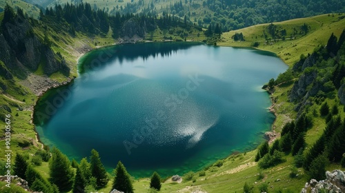 Saint Ana volcanic lake in Tusnad Romania, ai photo