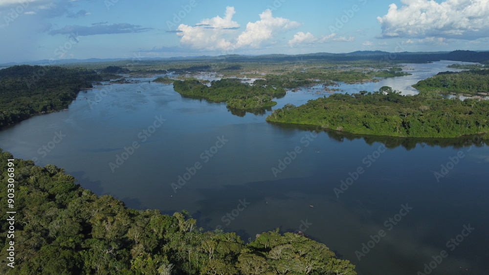 Vista Aérea Floresta Amazônica com rios no norte do Brasil Vista Aérea Floresta Amazônica com rios no norte do Brasil