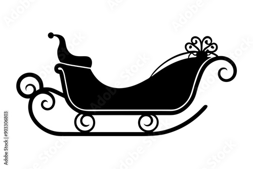 Santa Claus sleigh vector silhouette
