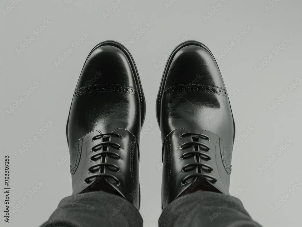 A pair of black shoes stacked on top of each other, available for use in various contexts A pair of black shoes stacked on top of each other, available for use in various contexts