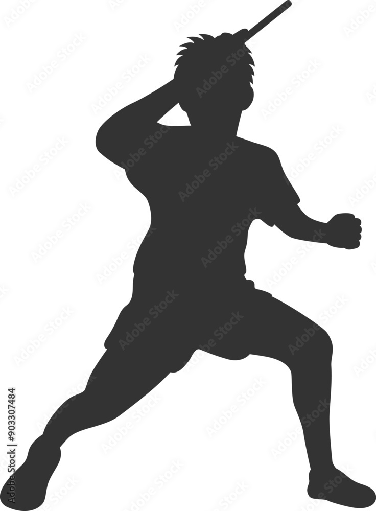 ラケットを振る、男性卓球選手のシルエットイラスト Stock Vector | Adobe Stock