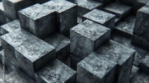 3D blocks of various sizes creating a sense of depth and dimension.