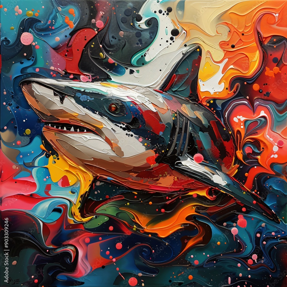 Abstract Shark in Swirling Colors Abstract Shark in Swirling Colors