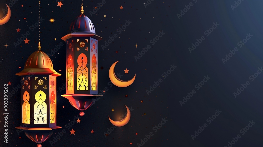 Islamic background with colorful lantern light, Ramadan background, Eid background Islamic background with colorful lantern light, Ramadan background, Eid background