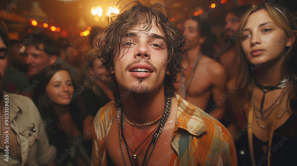 Candid Photo of Embarrassed Person Spilling Drink at Party with Concerned Crowd in the Background Candid Photo of Embarrassed Person Spilling Drink at Party with Concerned Crowd in the Background