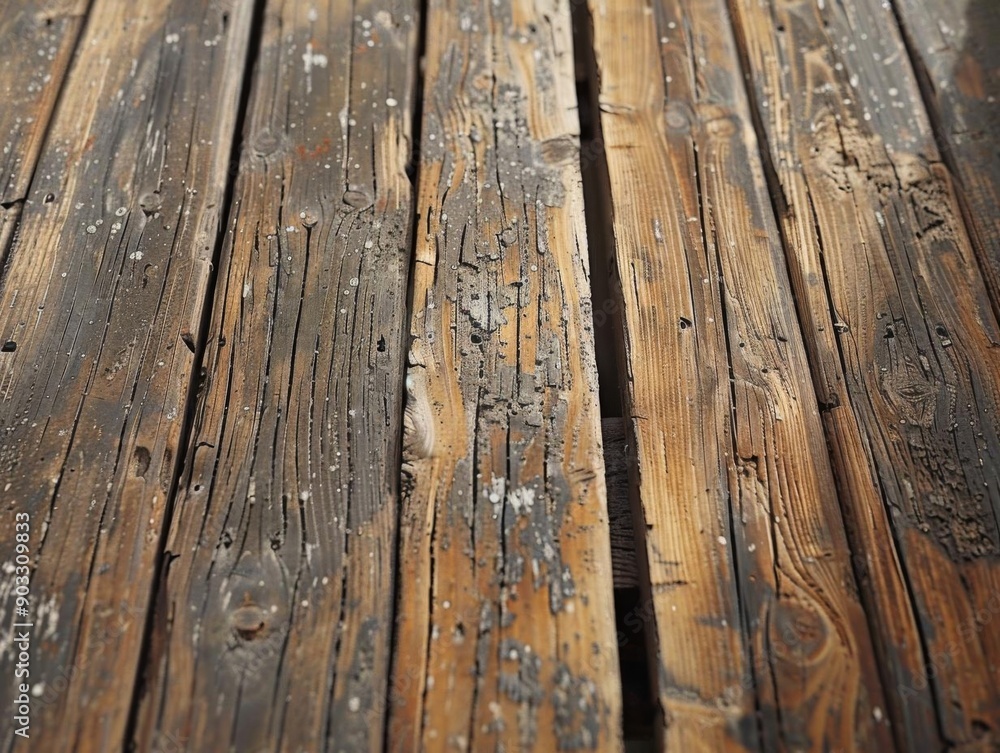 Close-up of weathered wooden planks with knots and grain Close-up of weathered wooden planks with knots and grain