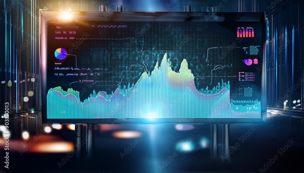 Obraz premium Explore tech's future: AI, cloud, machine learning, finance, and data visualization