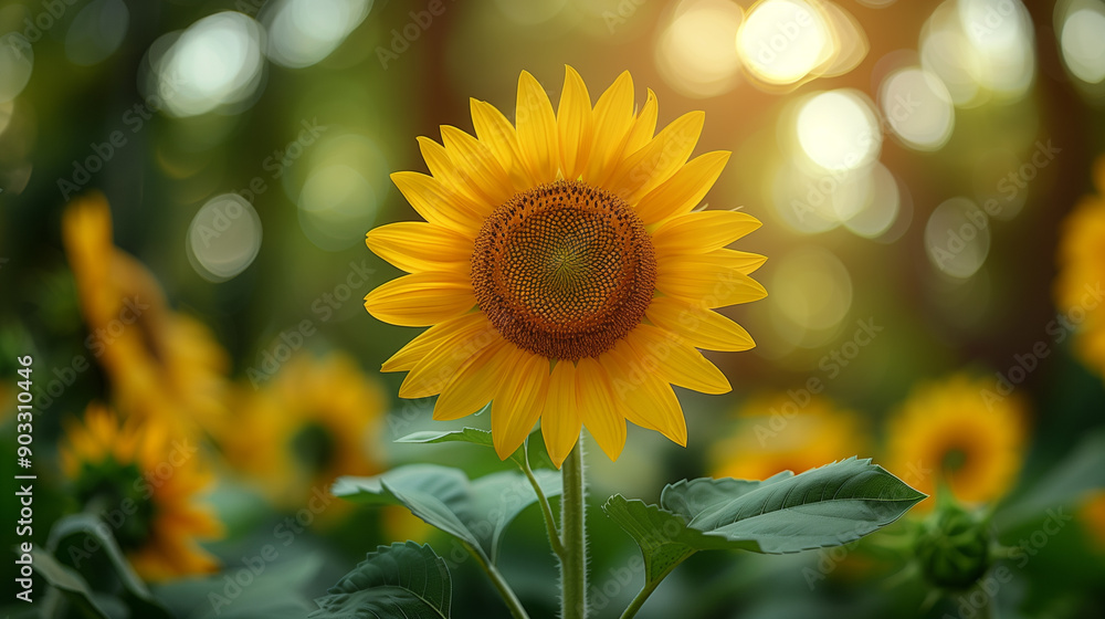Naklejka premium Close-Up Shot of a Sunflower in Full Bloom Highlighting Intricate Petals and Center
