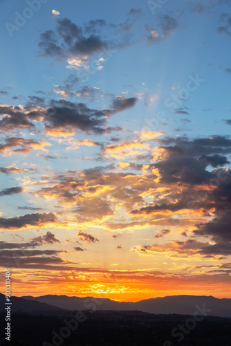 Colorful sunrise behind the...