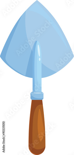 Small garden trowel standing with wooden handle for digging and planting work © nsit0108