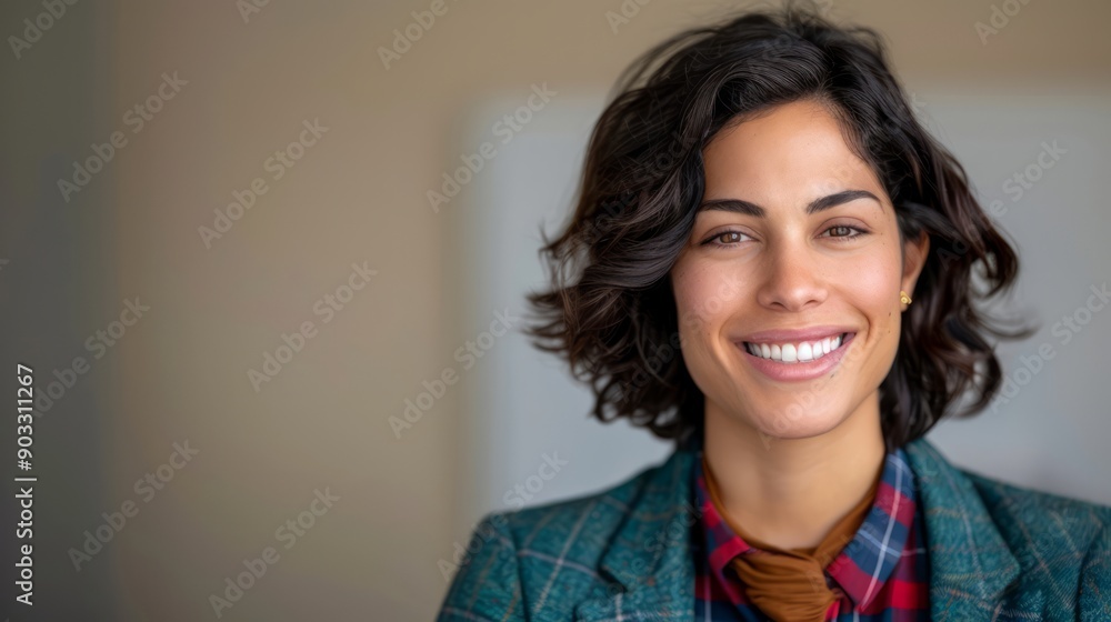 Smiling portrait of a transgender person, expressing their true self with pride, set against a neutral studio backdrop, with copy space for text Smiling portrait of a transgender person, expressing their true self with pride, set against a neutral studio backdrop, with copy space for text