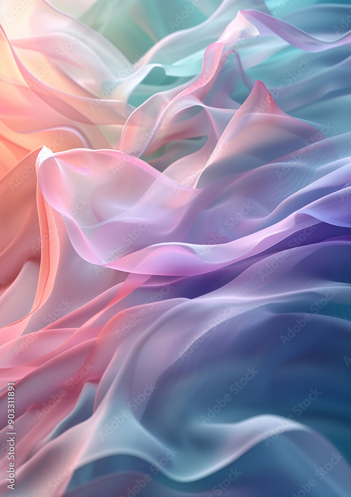 Elegant pastel abstract background with flowing silk-like textures in pink, purple, blue, and green Elegant pastel abstract background with flowing silk-like textures in pink, purple, blue, and green