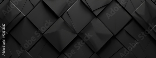 Simple black diamonds and lines on a dark background. Geometric pattern for banner template with white space in the center for text. Minimalist wallpaper with copy space.