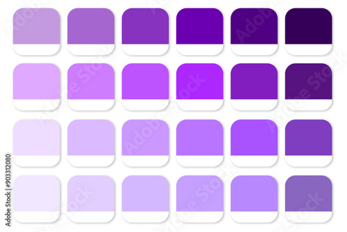 Purple color palette. Gradient shades vector. Lavender and violet tones. Cool color variations.
