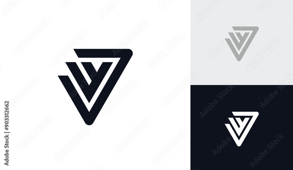 Letter JW triangle initial monogram logo design Letter JW triangle initial monogram logo design