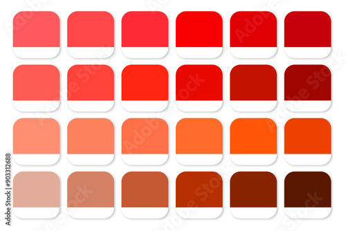 Red and orange palette. Gradient shades vector. Coral and scarlet tones. Warm color variations.