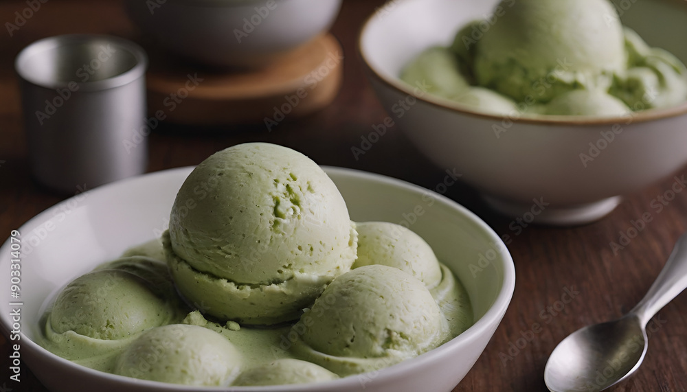 matcha green tea ice cream in a bowl matcha green tea ice cream in a bowl