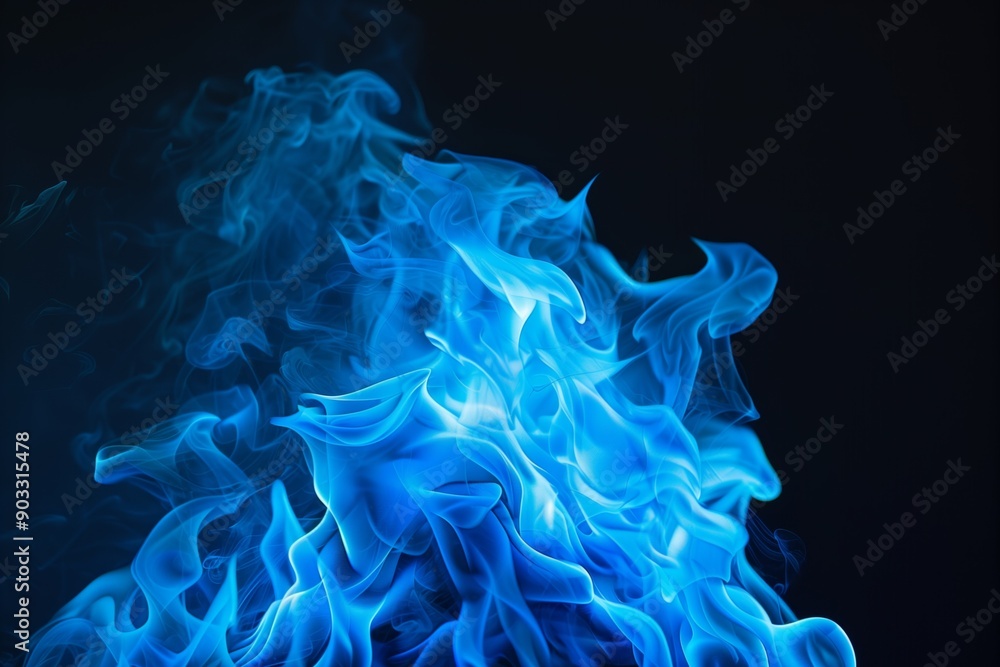 Fuoco fiamme blu isolato su sfondo nero Fuoco fiamme blu isolato su sfondo nero