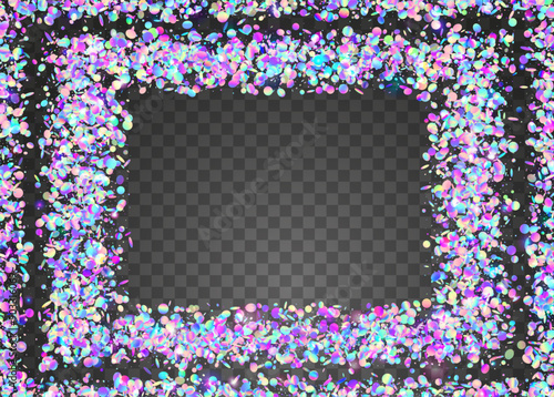 Party Tinsel. Laser Colourful Cristals. Light Texture. Pink Glare Confetti. Unicorn Serpentine. Iridescent Glitter. Falling Design. Digital Dust. Purple Party Tinsel