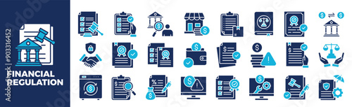 Financial Regulation Icon Set For Design Elements, regulation, financial, business, finance, law	