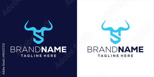 Creative Bull Head Letter S Logo Design, Design Inspiration, Illustration, Vector