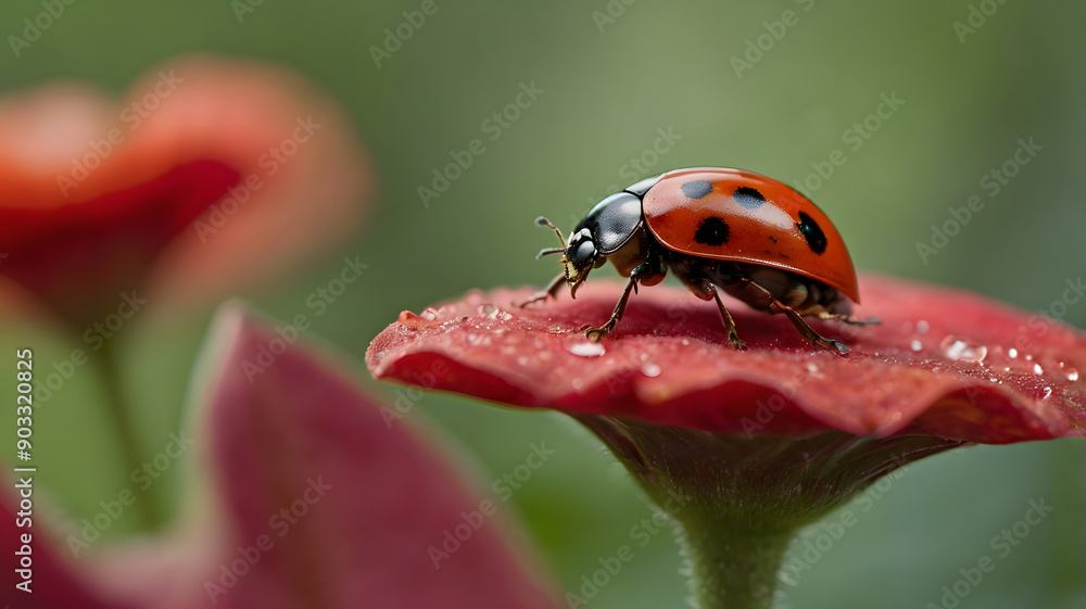 Ladybugs are sitting on flowers and leaves. Ladybugs are sitting on flowers and leaves.